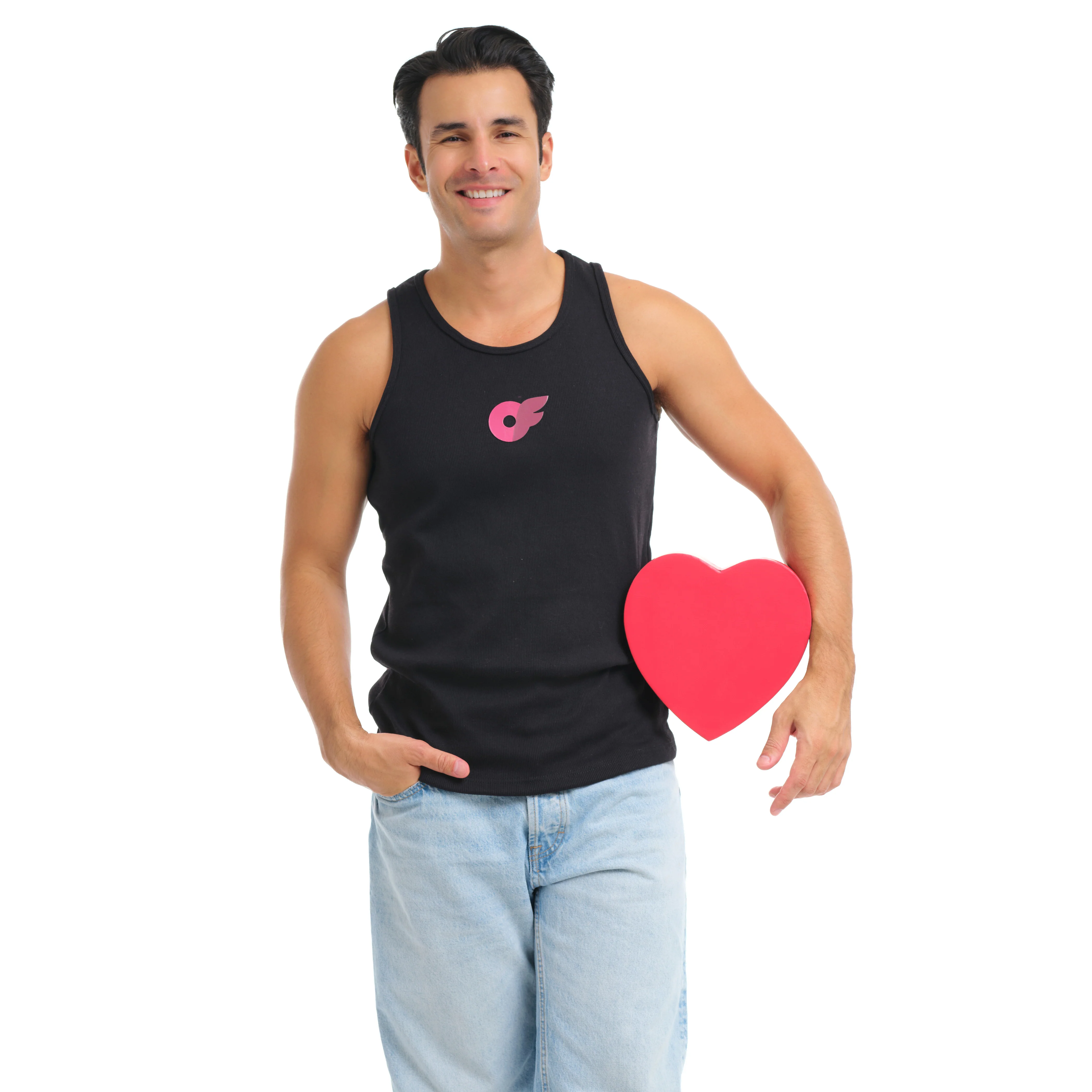 Men's Ribbed Tank - Black - Image 3