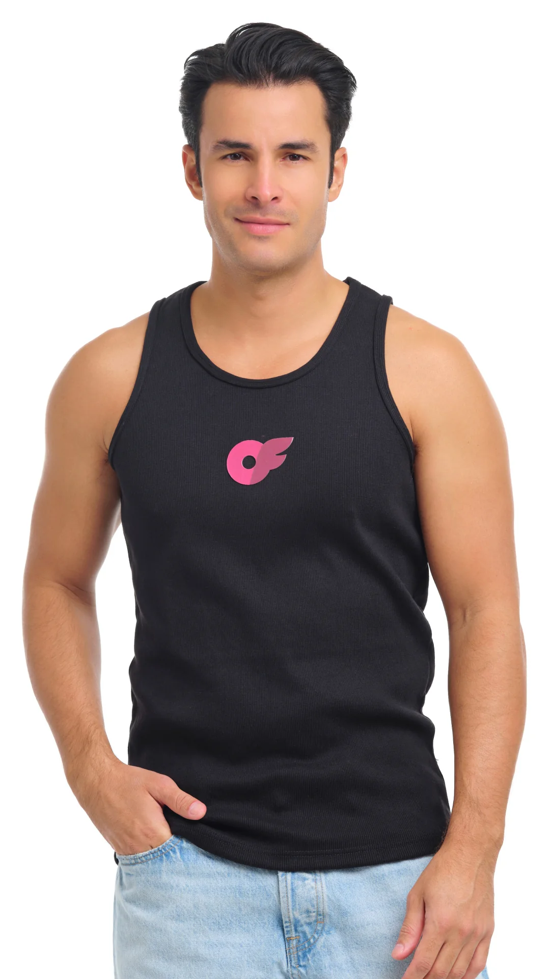 Men's Ribbed Tank - Black - Image 4